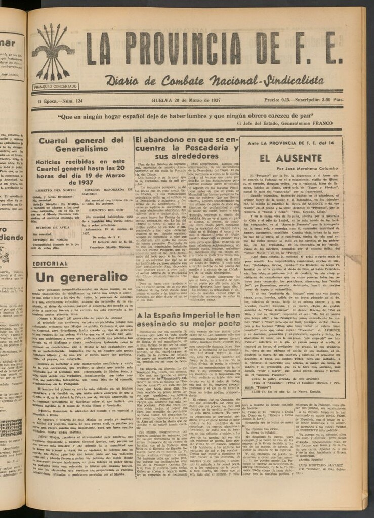 Miniatura de La Provincia : diario de la noche del 20 de marzo de 1937