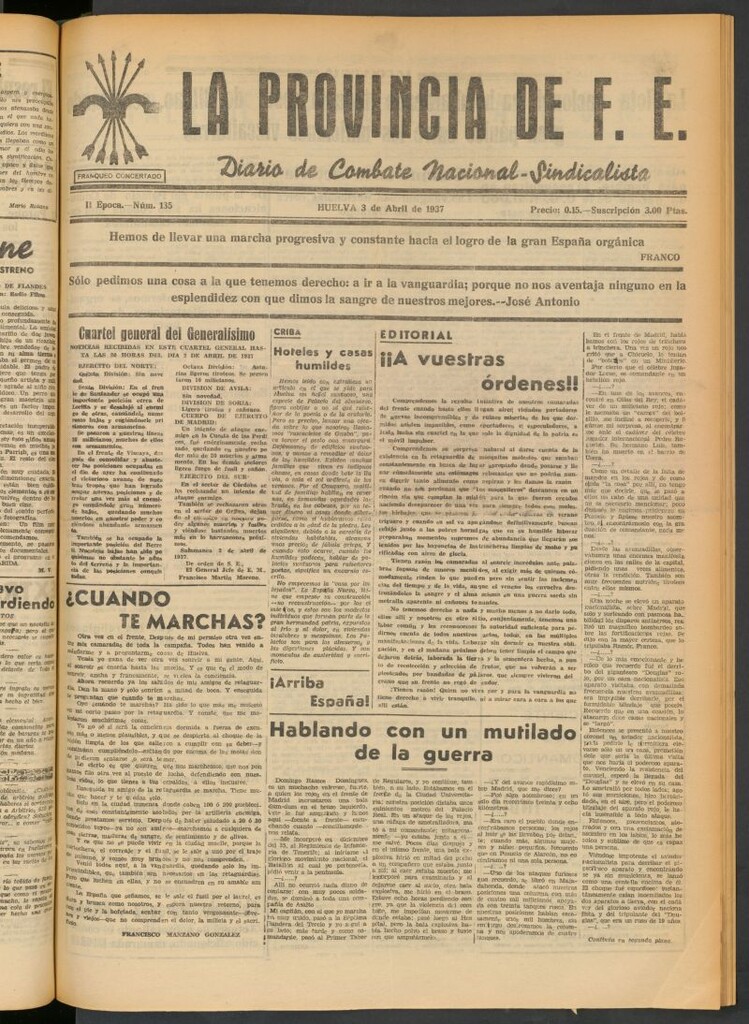 Miniatura de La Provincia : diario de la noche del 3 de abril de 1937