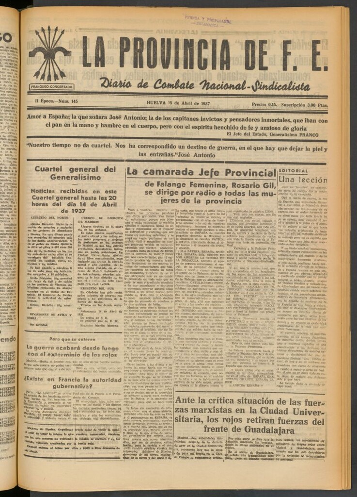 Miniatura de La Provincia : diario de la noche del 15 de abril de 1937