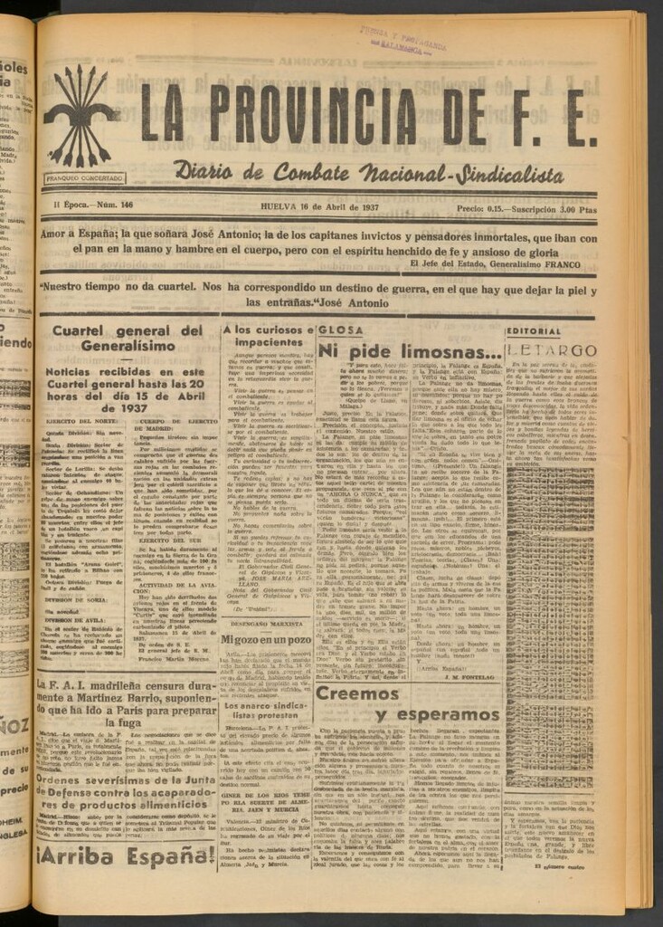 Miniatura de La Provincia : diario de la noche del 16 de abril de 1937