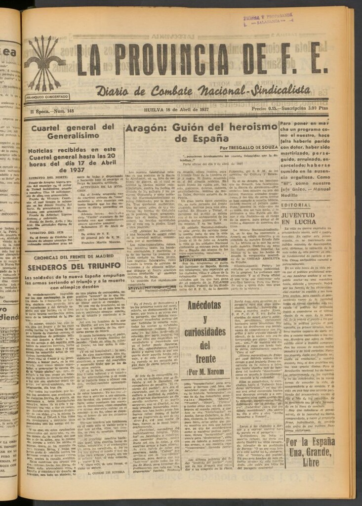 Miniatura de La Provincia : diario de la noche del 18 de abril de 1937
