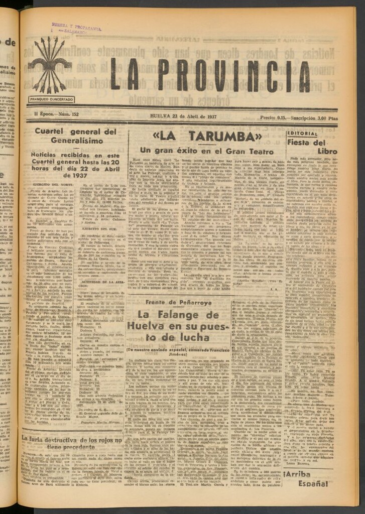 Miniatura de La Provincia : diario de la noche del 23 de abril de 1937
