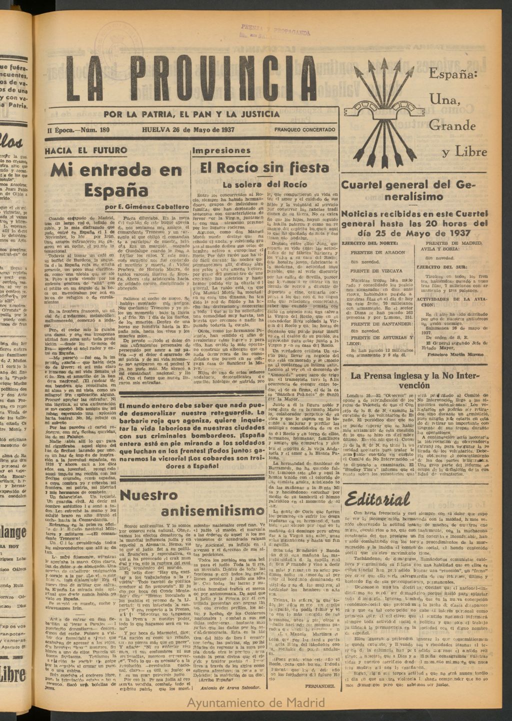 Miniatura de La Provincia : diario de la noche del 26 de mayo de 1937
