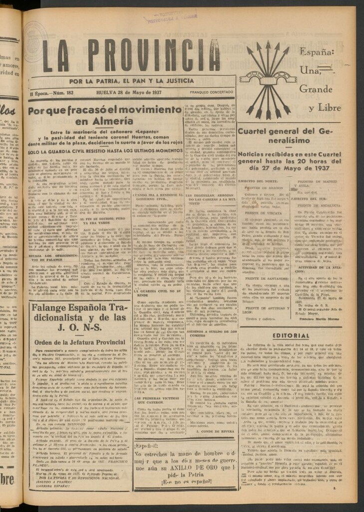 Miniatura de La Provincia : diario de la noche del 28 de mayo de 1937