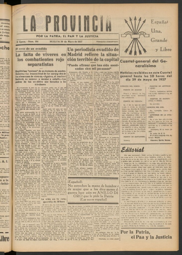 Miniatura de La Provincia : diario de la noche del 30 de mayo de 1937