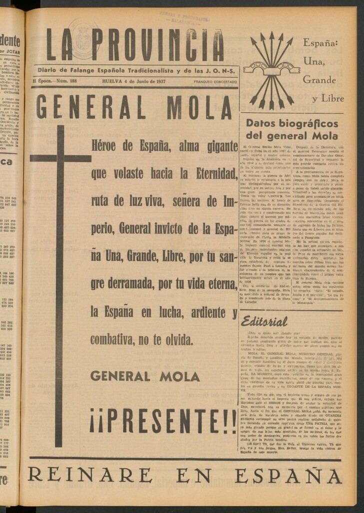 Miniatura de La Provincia : diario de la noche del 4 de junio de 1937
