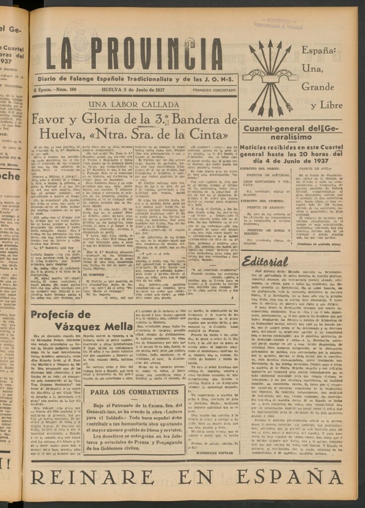 Miniatura de La Provincia : diario de la noche del 5 de junio de 1937