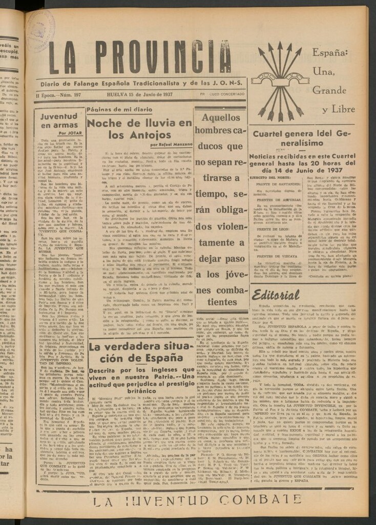 Miniatura de La Provincia : diario de la noche del 15 de junio de 1937