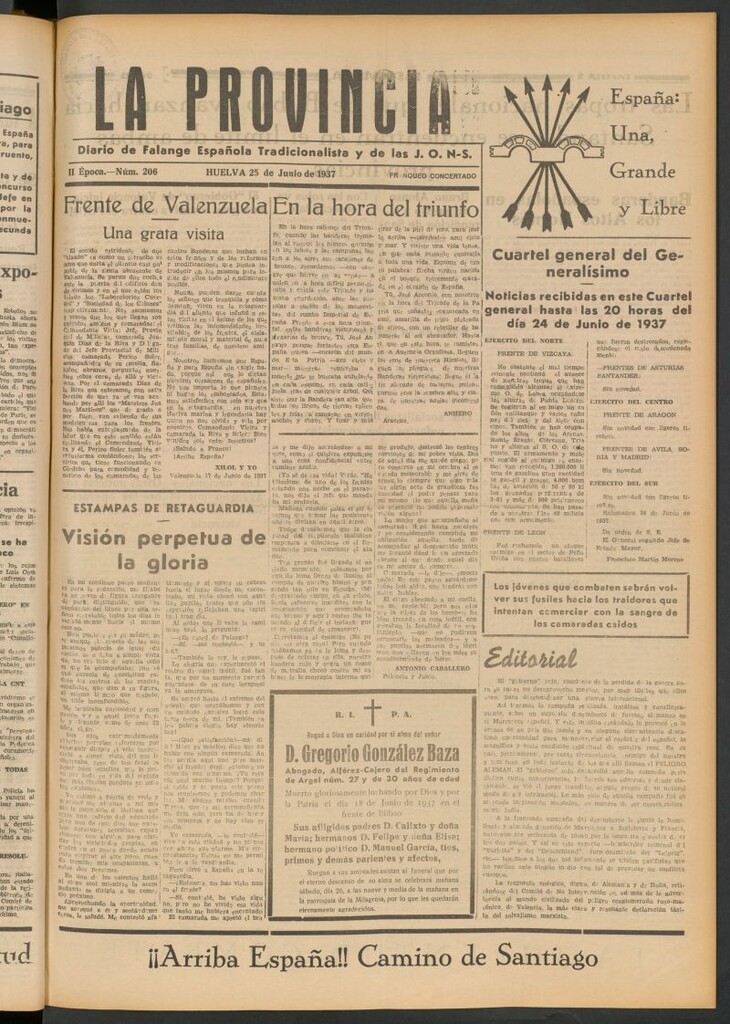 Miniatura de La Provincia : diario de la noche del 25 de junio de 1937