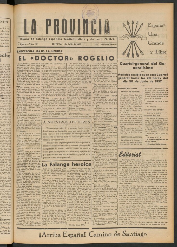 Miniatura de La Provincia : diario de la noche del 1 de julio de 1937
