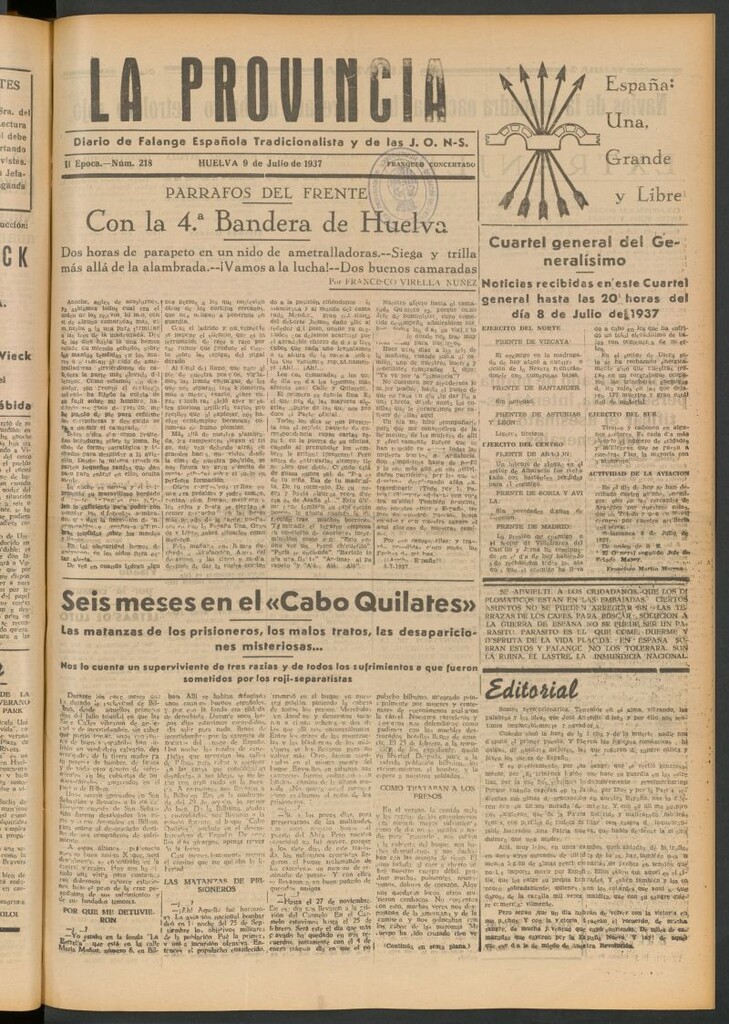 Miniatura de La Provincia : diario de la noche del 9 de julio de 1937
