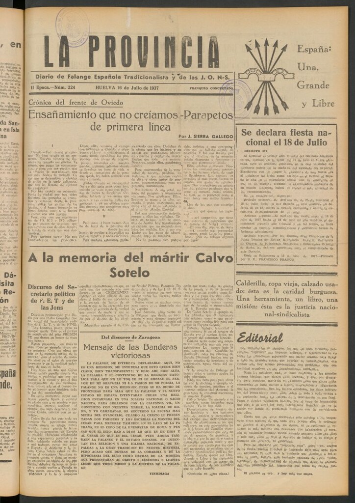 Miniatura de La Provincia : diario de la noche del 16 de julio de 1937