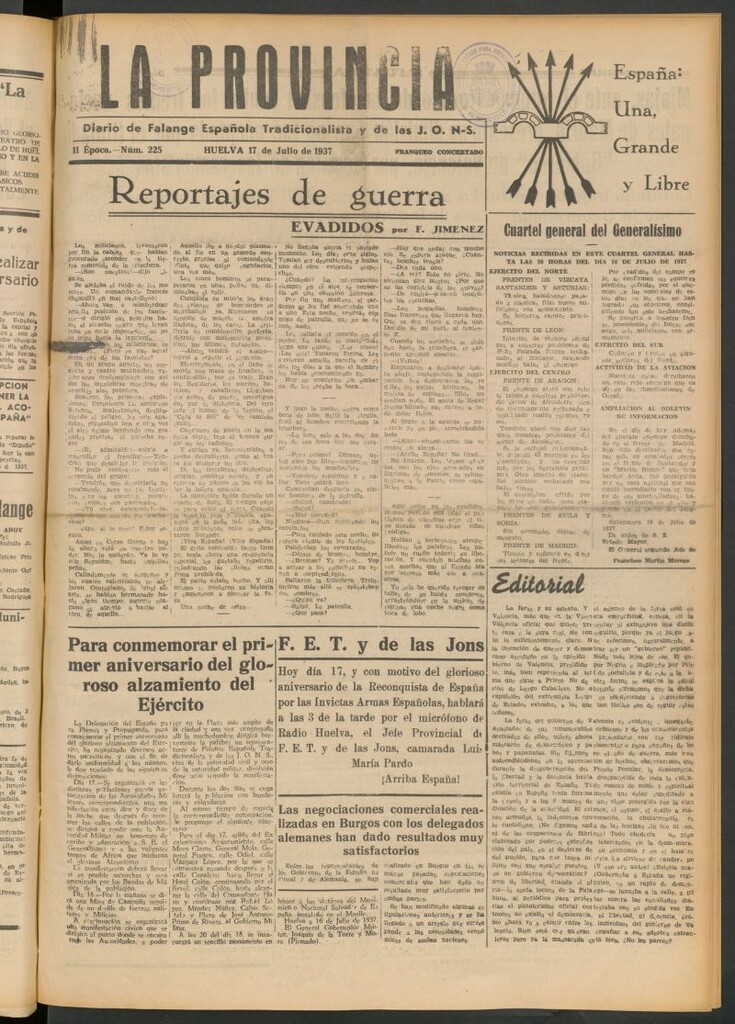 Miniatura de La Provincia : diario de la noche del 17 de julio de 1937
