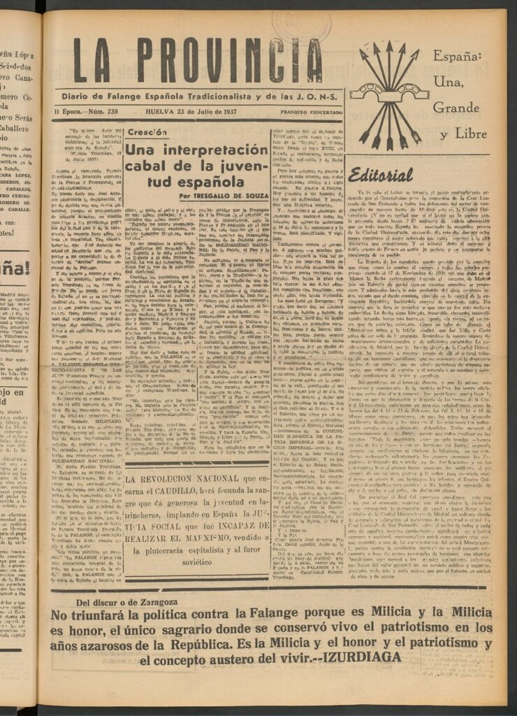 Miniatura de La Provincia : diario de la noche del 23 de julio de 1937