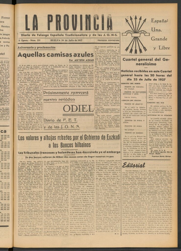 Miniatura de La Provincia : diario de la noche del 24 de julio de 1937