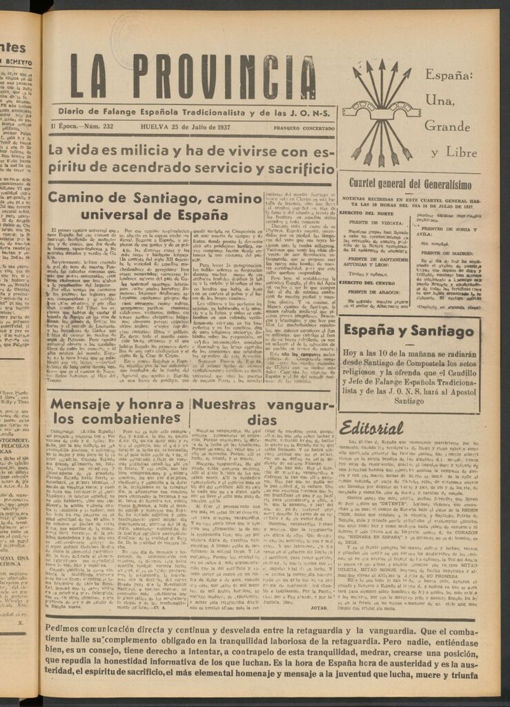 Miniatura de La Provincia : diario de la noche del 25 de julio de 1937