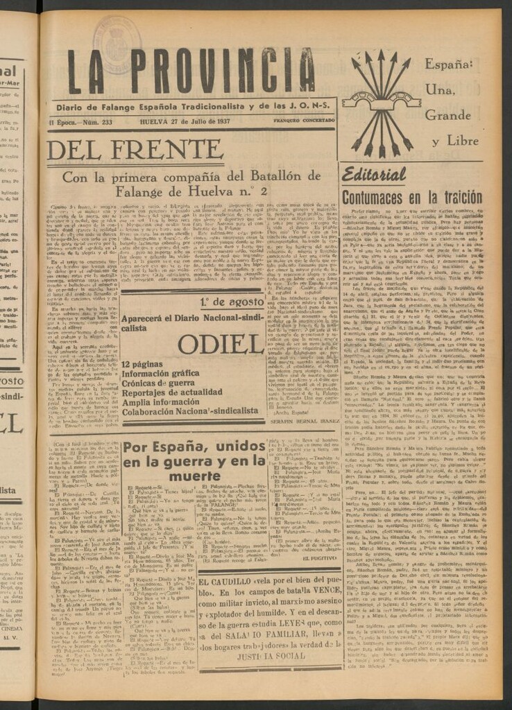 Miniatura de La Provincia : diario de la noche del 27 de julio de 1937