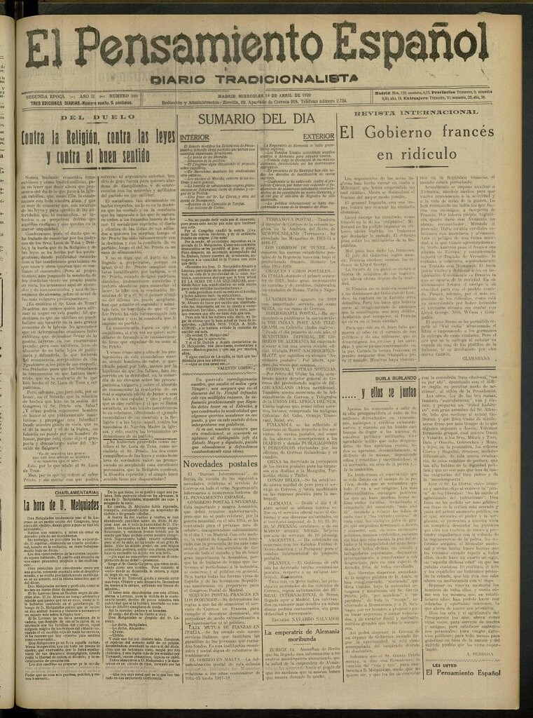 Miniatura de El Pensamiento Español del 14 de abril de 1920, nº 189