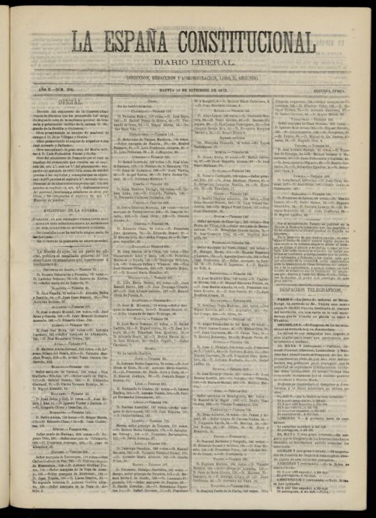 Miniatura de La España Constitucional : diario liberal del martes 10 de septiembre de 1872. Número 356