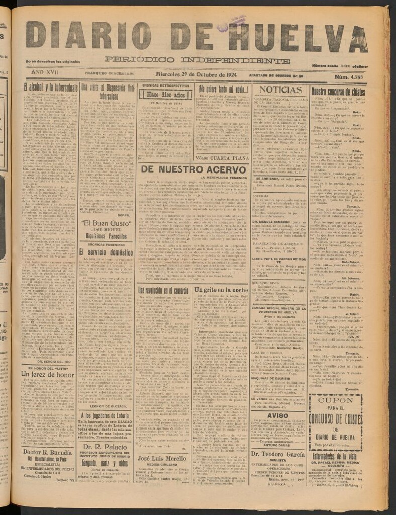 Miniatura de Diario de Huelva : periódico independiente del 29 de octubre de 1924