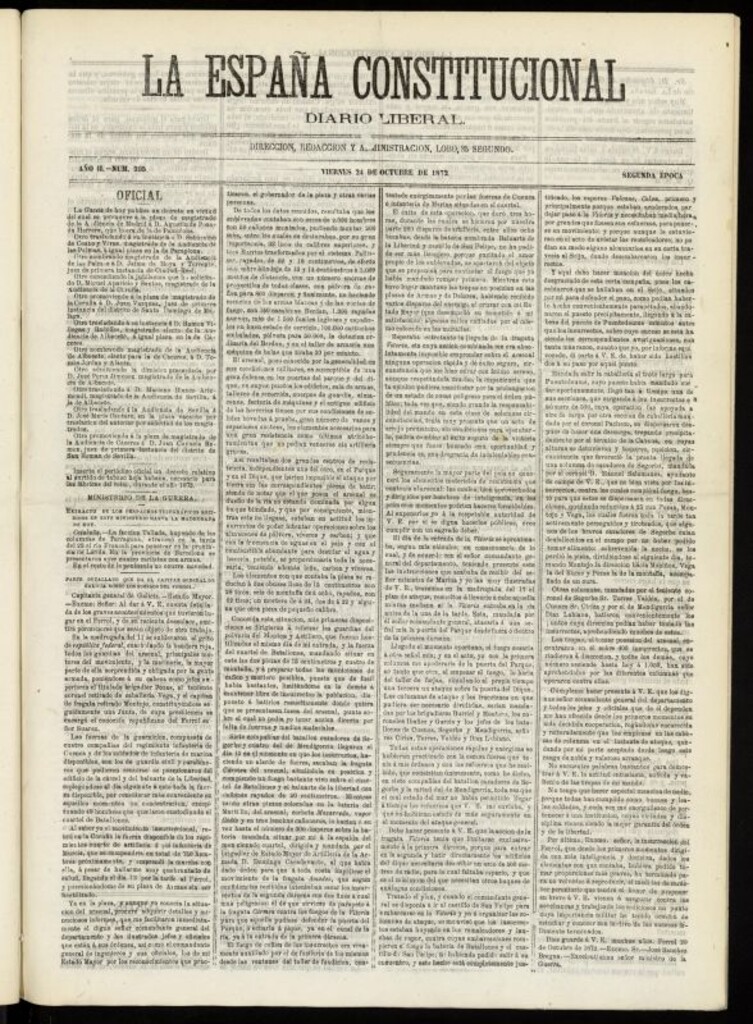 Miniatura de La España Constitucional : diario liberal del viernes 24 de octubre de 1872. Número 395