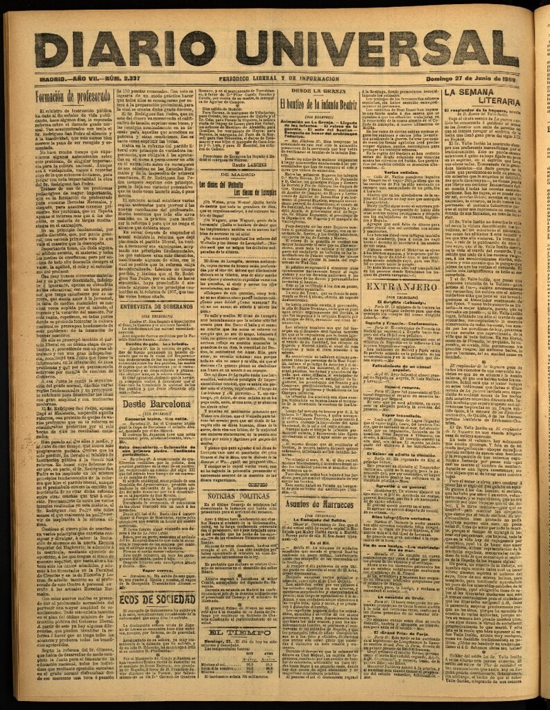 Miniatura de Diario Universal del 27 de junio de 1909