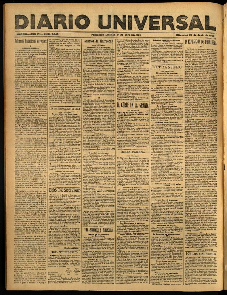 Miniatura de Diario Universal del 30 de junio de 1909
