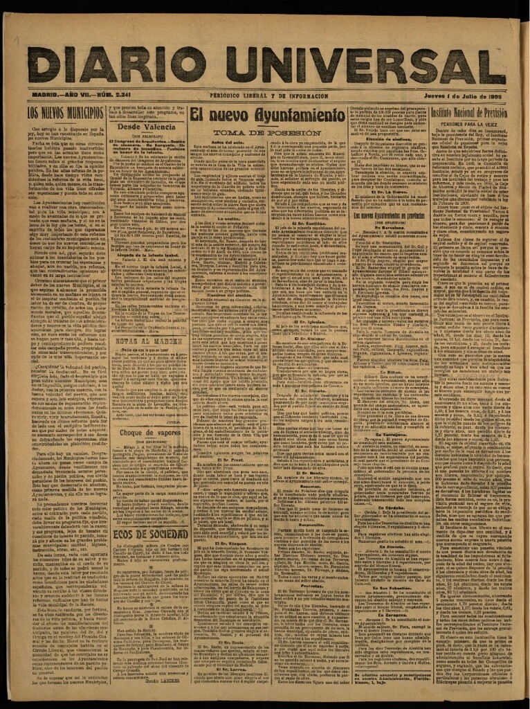 Miniatura de Diario Universal del 1 de julio de 1909