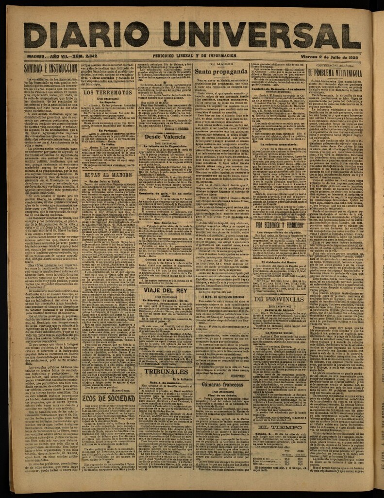Miniatura de Diario Universal del 2 de julio de 1909