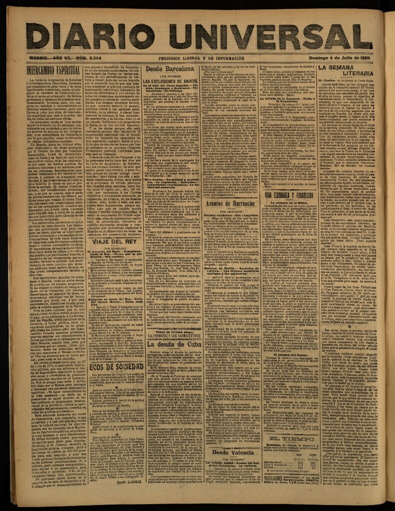 Miniatura de Diario Universal del 4 de julio de 1909
