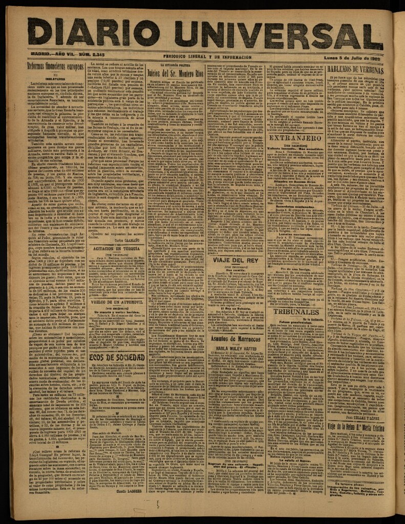 Miniatura de Diario Universal del 5 de julio de 1909