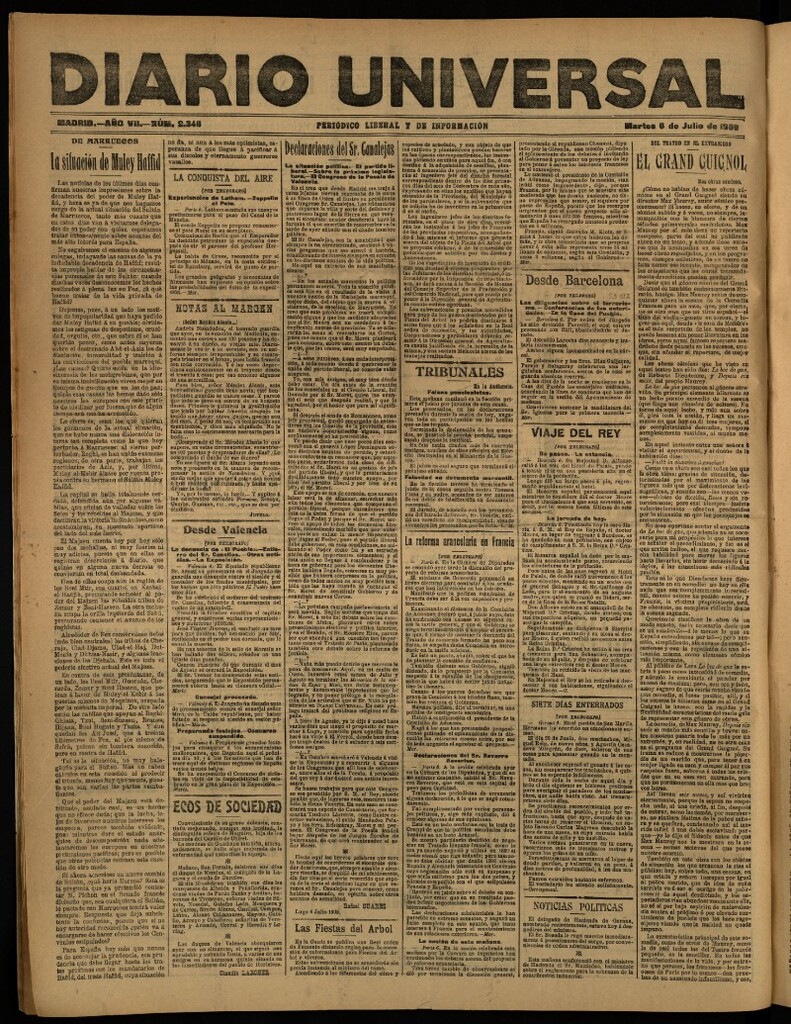 Miniatura de Diario Universal del 6 de julio de 1909