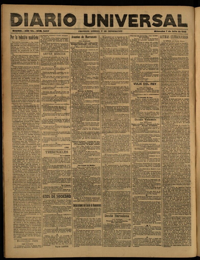 Miniatura de Diario Universal del 7 de julio de 1909
