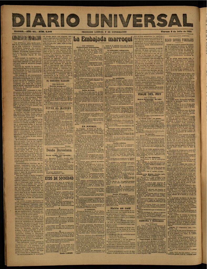 Miniatura de Diario Universal del 9 de julio de 1909