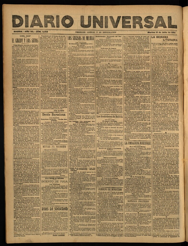 Miniatura de Diario Universal del 13 de julio de 1909