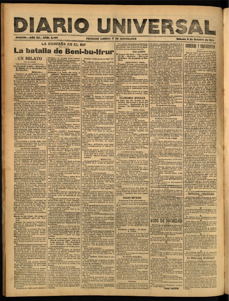 Miniatura de Diario Universal del 2 de octubre de 1909