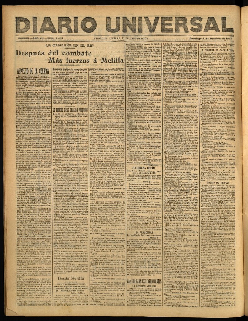 Miniatura de Diario Universal del 3 de octubre de 1909