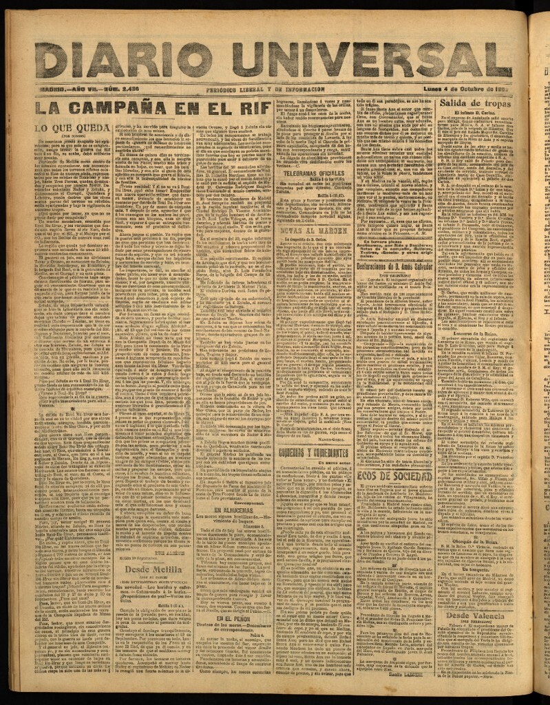 Miniatura de Diario Universal del 4 de octubre de 1909