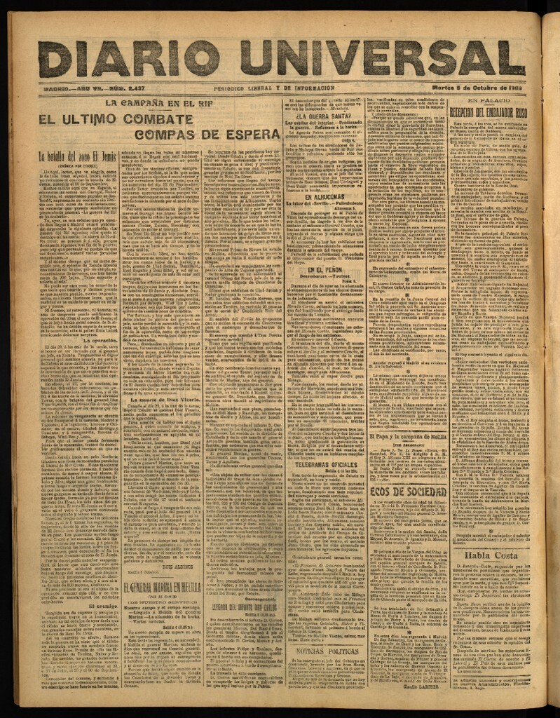 Miniatura de Diario Universal del 5 de octubre de 1909