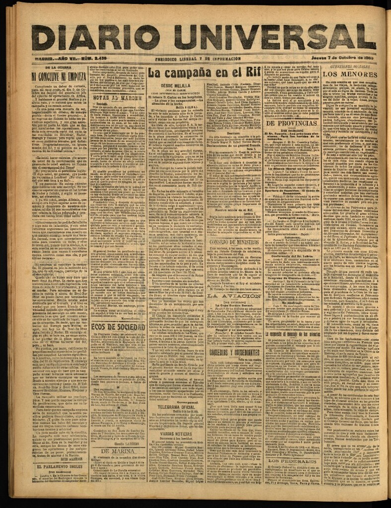 Miniatura de Diario Universal del 7 de octubre de 1909