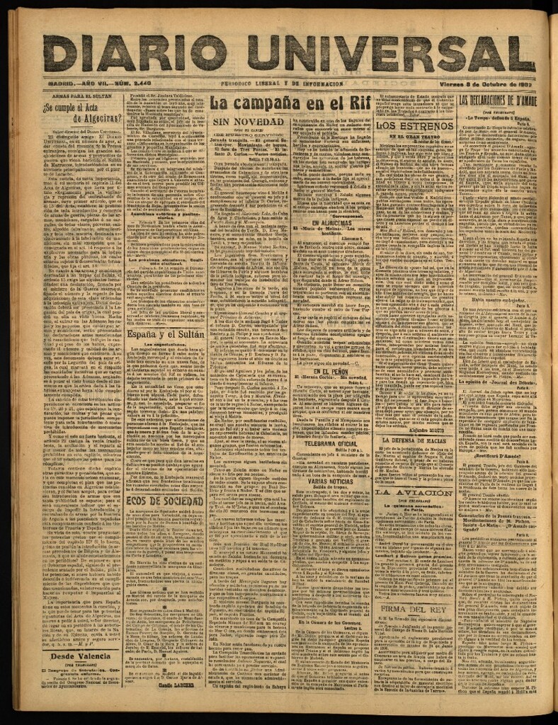 Miniatura de Diario Universal del 8 de octubre de 1909