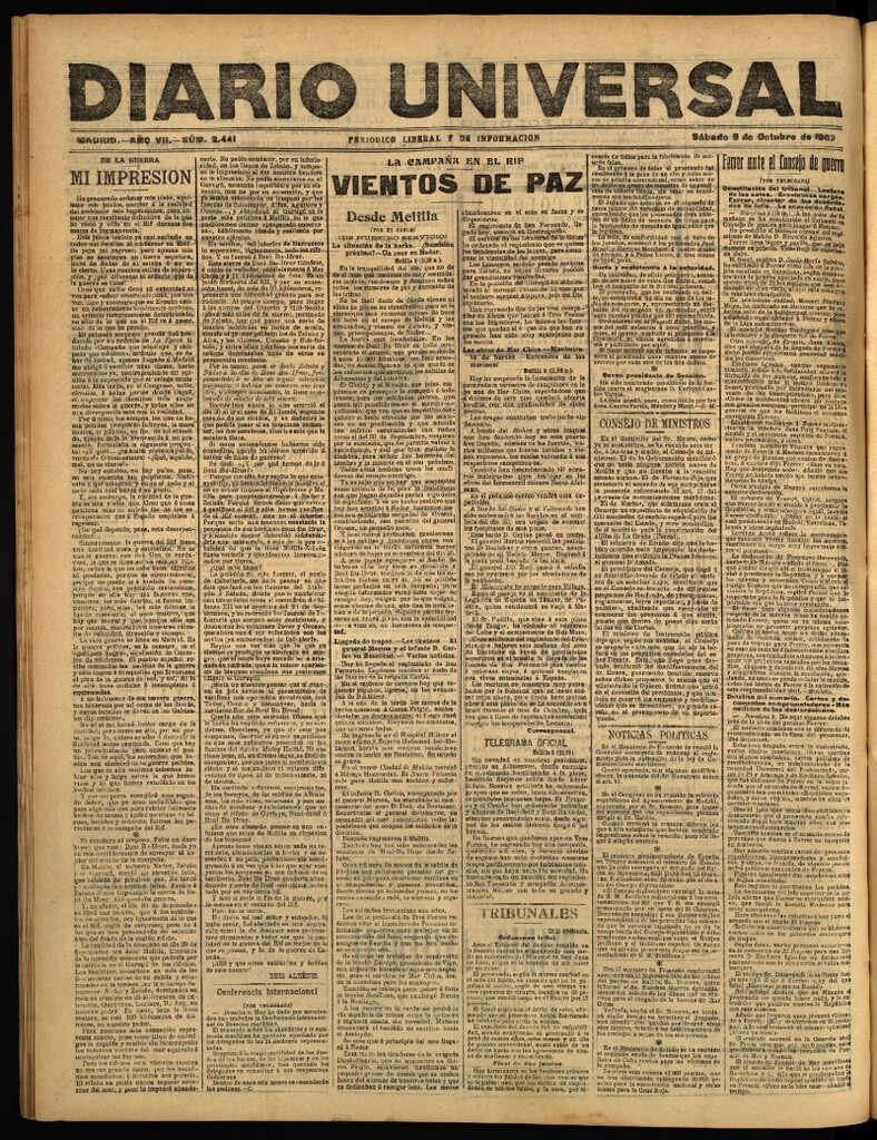 Miniatura de Diario Universal del 9 de octubre de 1909