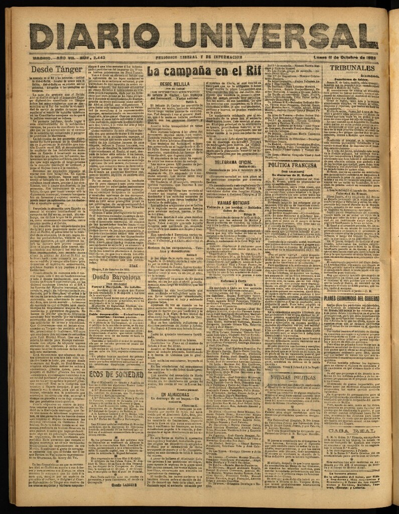 Miniatura de Diario Universal del 11 de octubre de 1909