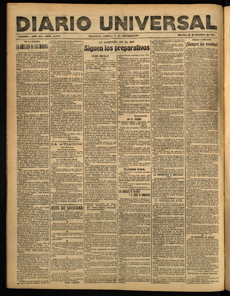 Miniatura de Diario Universal del 12 de octubre de 1909
