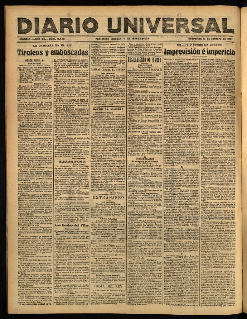 Miniatura de Diario Universal del 13 de octubre de 1909