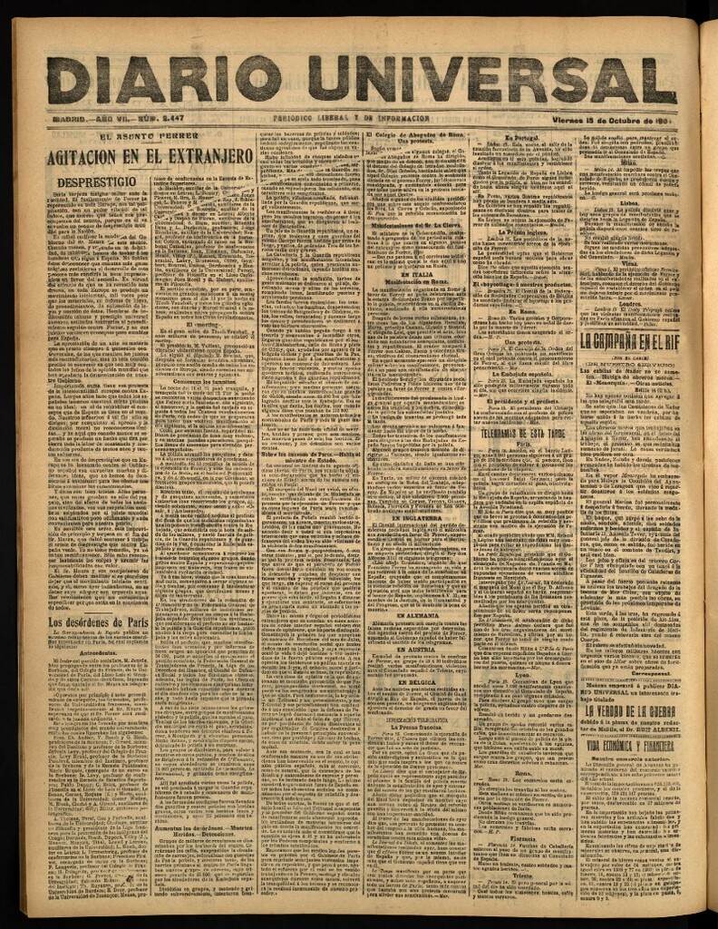 Miniatura de Diario Universal del 15 de octubre de 1909