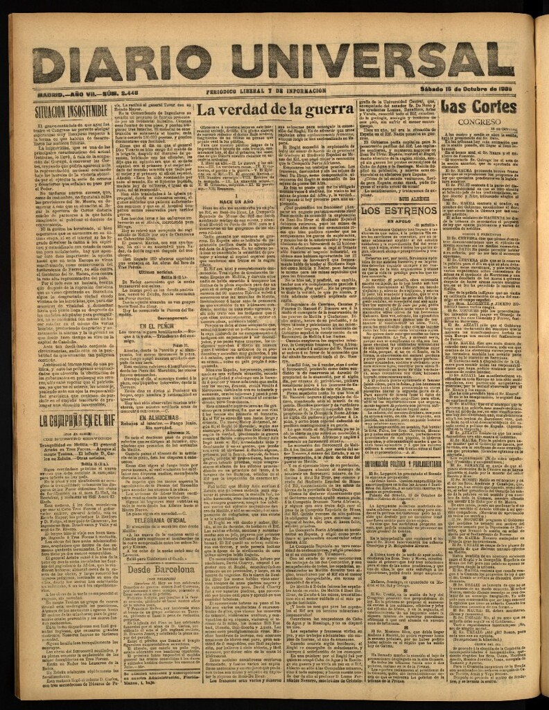 Miniatura de Diario Universal del 16 de octubre de 1909