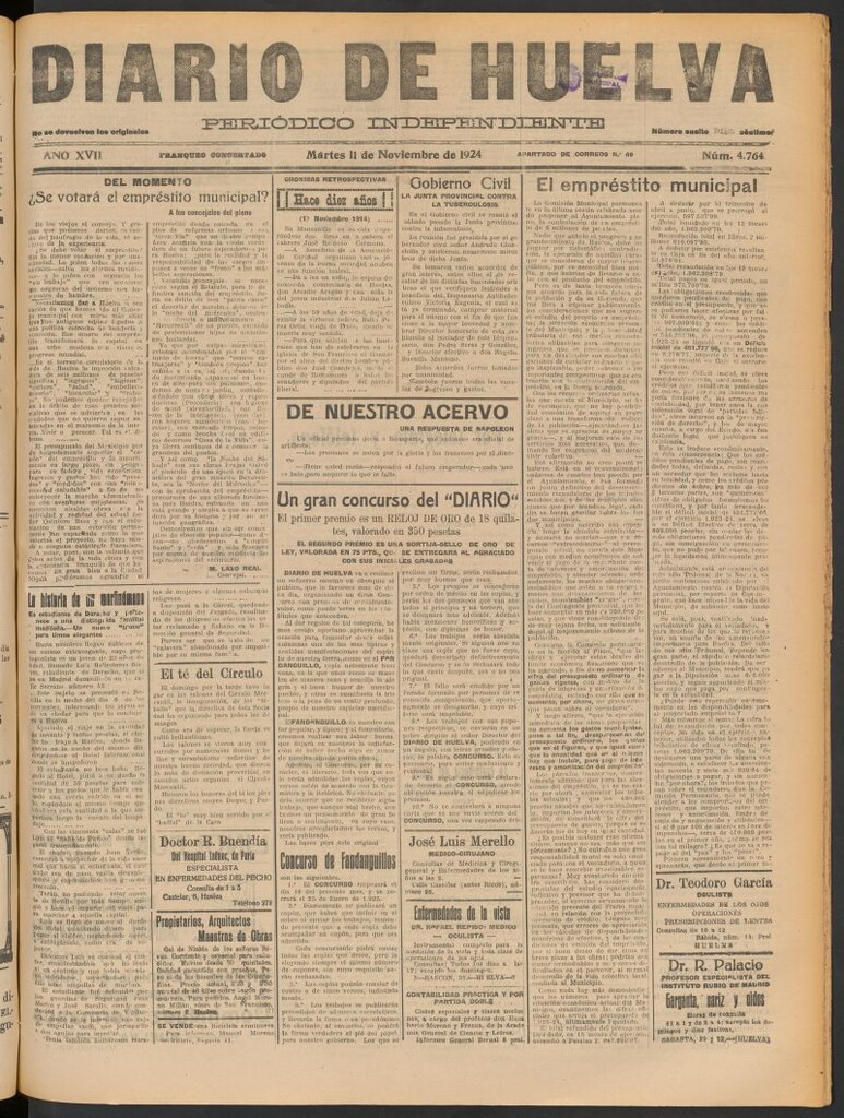 Miniatura de Diario de Huelva : periódico independiente del 11 de noviembre de 1924