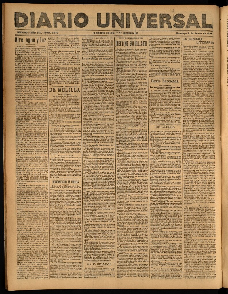 Miniatura de Diario Universal del 9 de enero de 1910