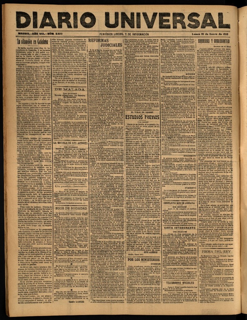 Miniatura de Diario Universal del 10 de enero de 1910
